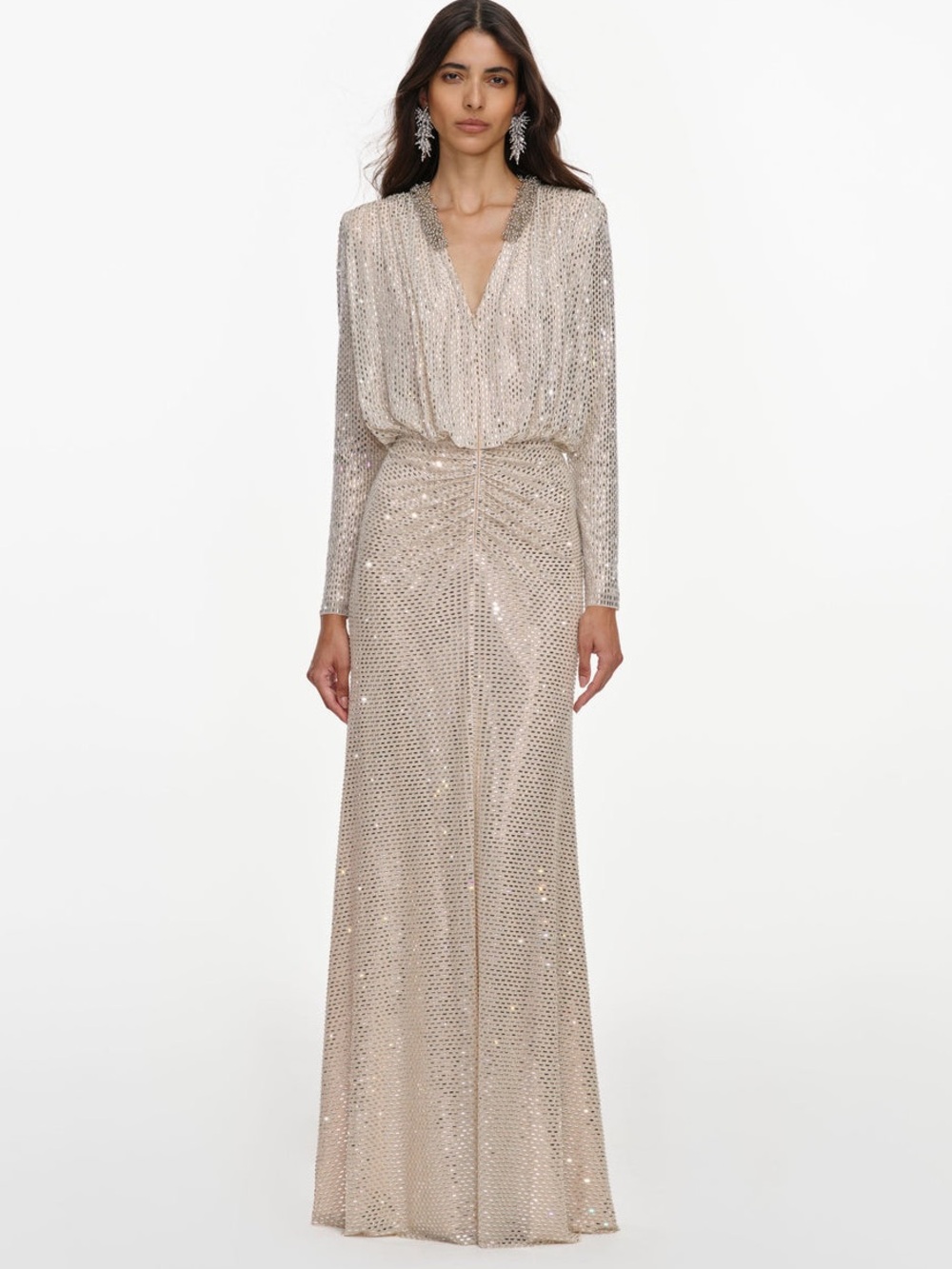 NWOT Self-Portrait CHAMPAGNE RHINESTONE EMBELLISHED MAXI DRESS